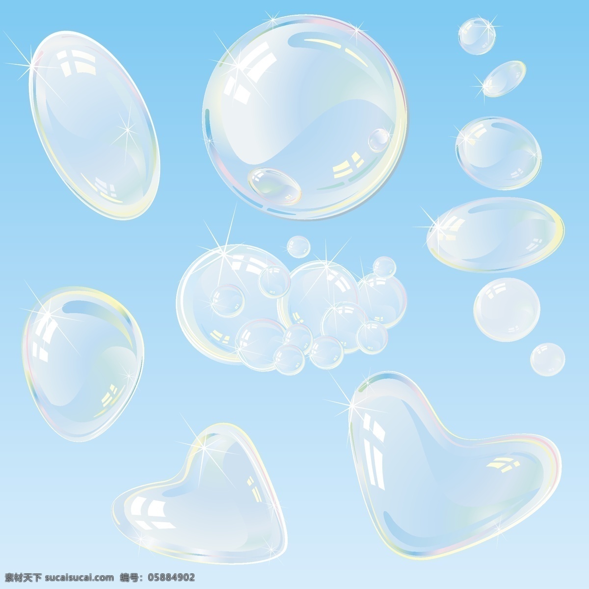 矢量 水泡 高清 水杯 透明 心 水 氣泡 藍 圓 精緻 矢量图 其他矢量图