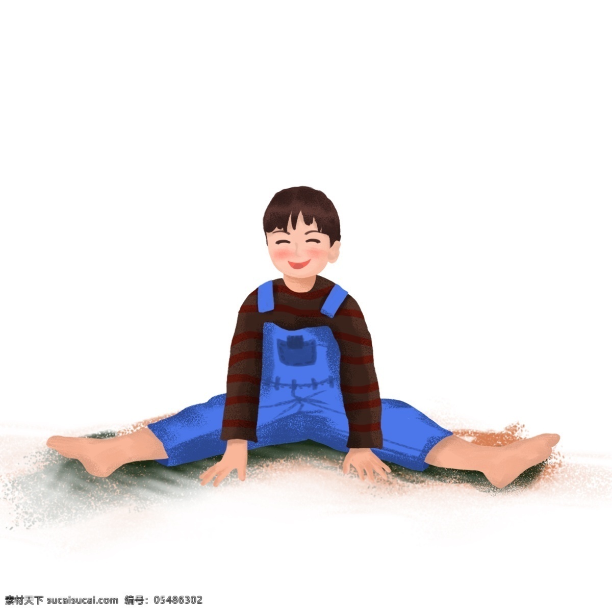 卡通 手绘 做 劈叉 小孩 插画 男孩 男童 人物插画 儿童