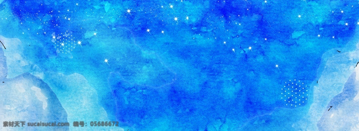 蓝色 水彩 水墨 简约 大方 小 清新 时尚 原创 背景 中国风