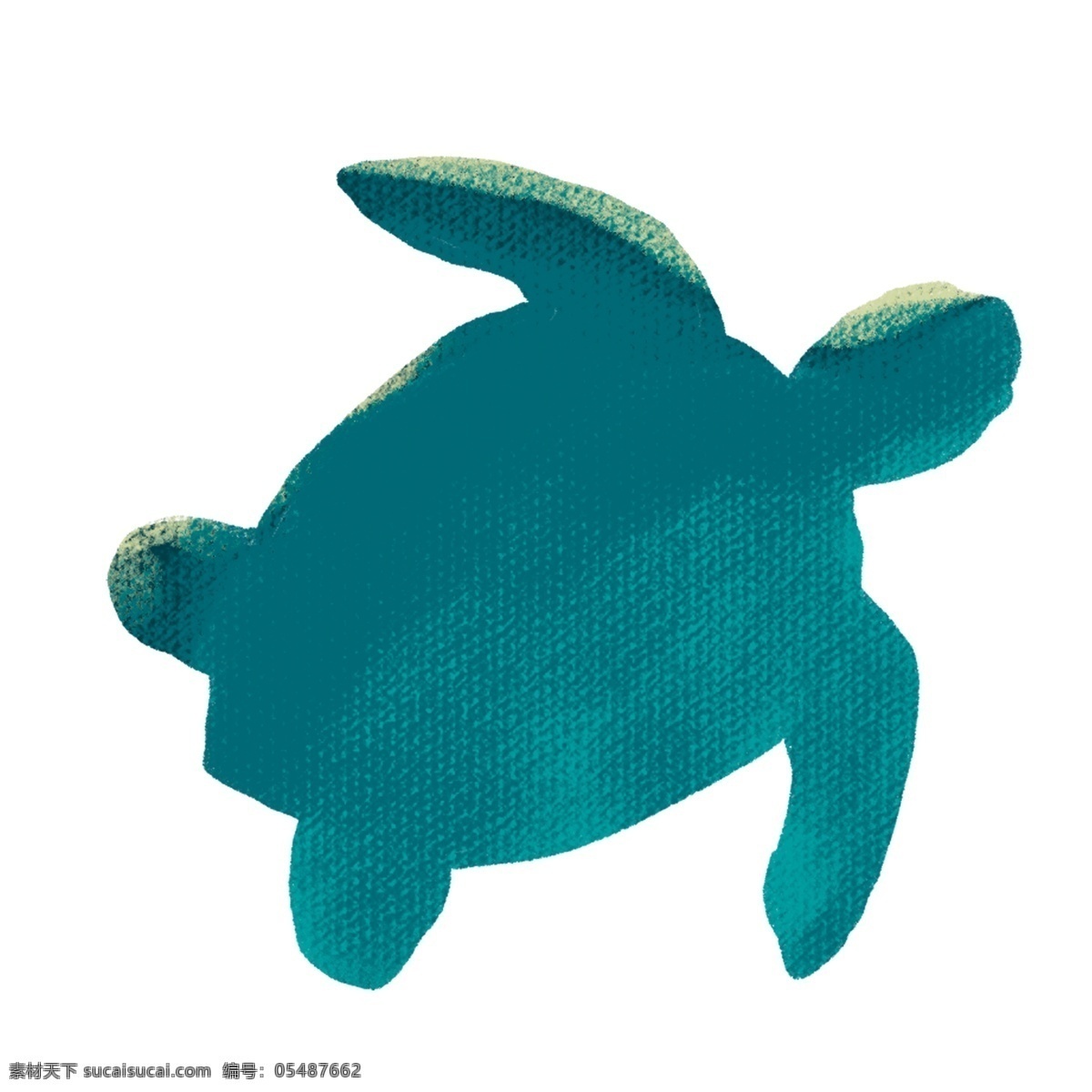 手绘 卡通 蓝色 海龟 元素 动物 蓝色海龟 免抠元素 透明素材 装饰图案