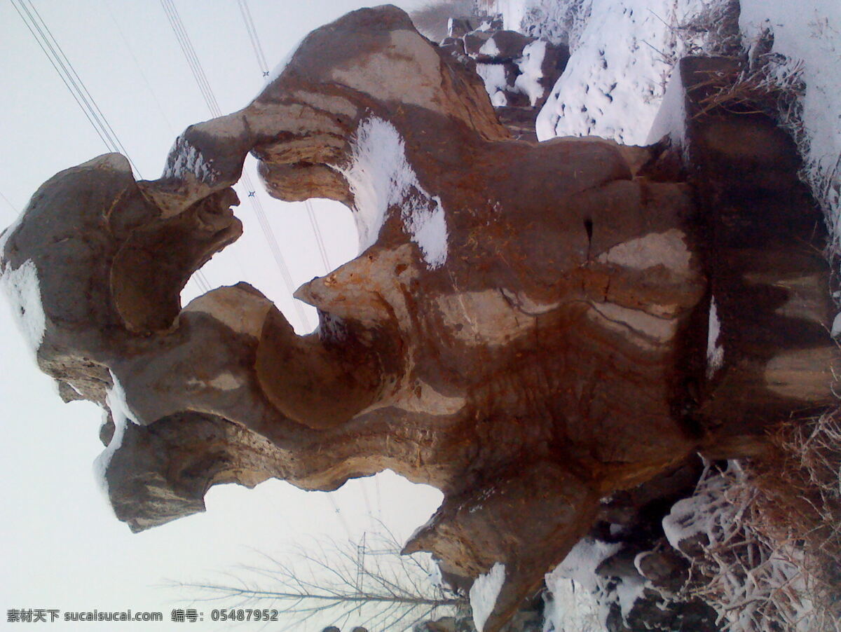 奇石 白雪 草木 人文景观 旅游摄影