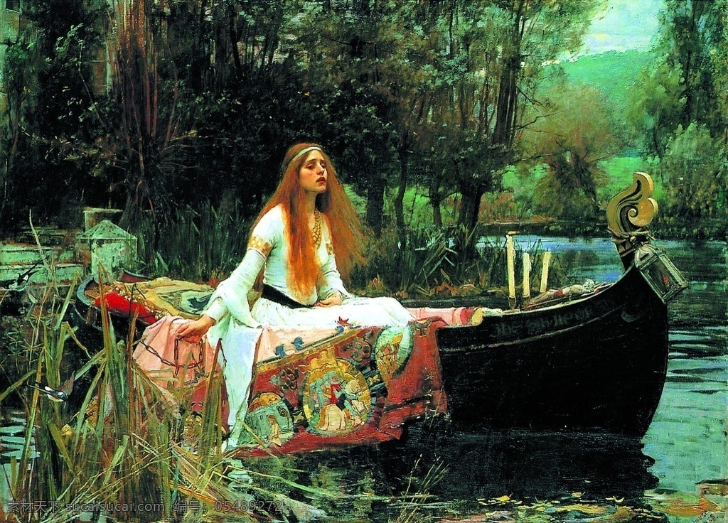 世界名画 人物 美术 油画 河流 女人 女子 姑娘 船只 河岸 树木 油画作品88 文化艺术 绘画书法