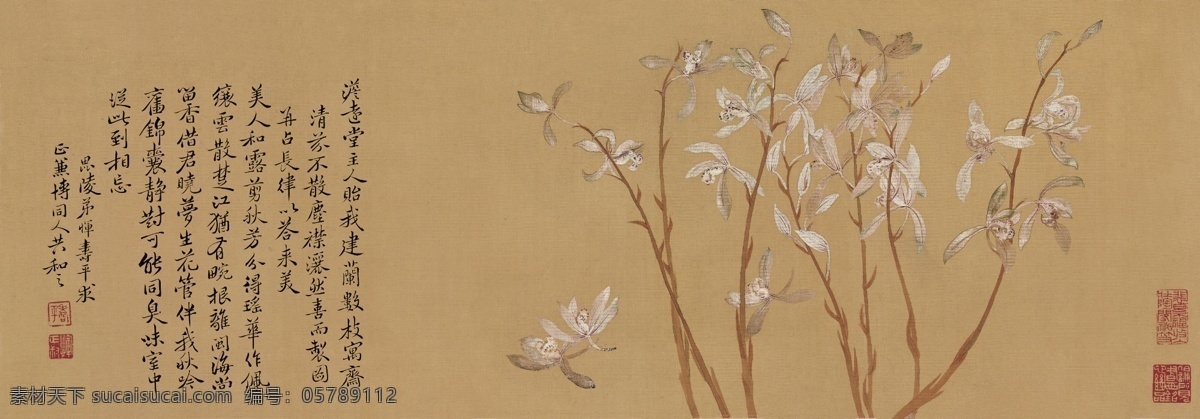 绘画书法 兰花 名画 文化艺术 中国画 中国名画 九兰 图 设计素材 模板下载 九兰图 玉堂兰石 古典名画