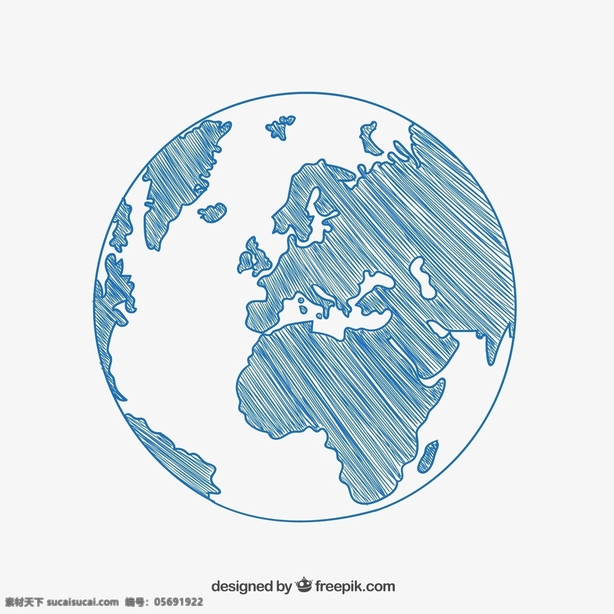 蓝色 手绘 地球 海洋 大陆板块 矢量图 格式 矢量 高清图片