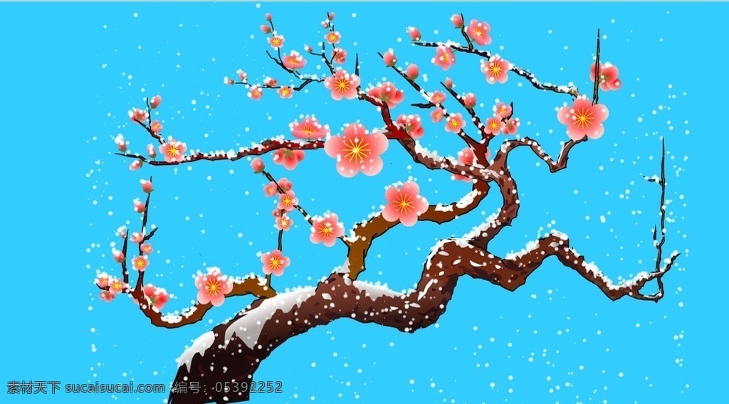 冬日梅花 雪花 飞舞 梅花 雪花堆积 脚本as2 动画素材 flash 动画 多媒体 fla
