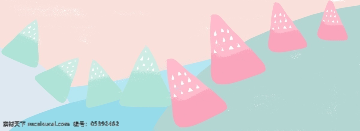 banner 纯色 清新 少女 西瓜 夏天 清爽 背景 立夏 水果 手绘