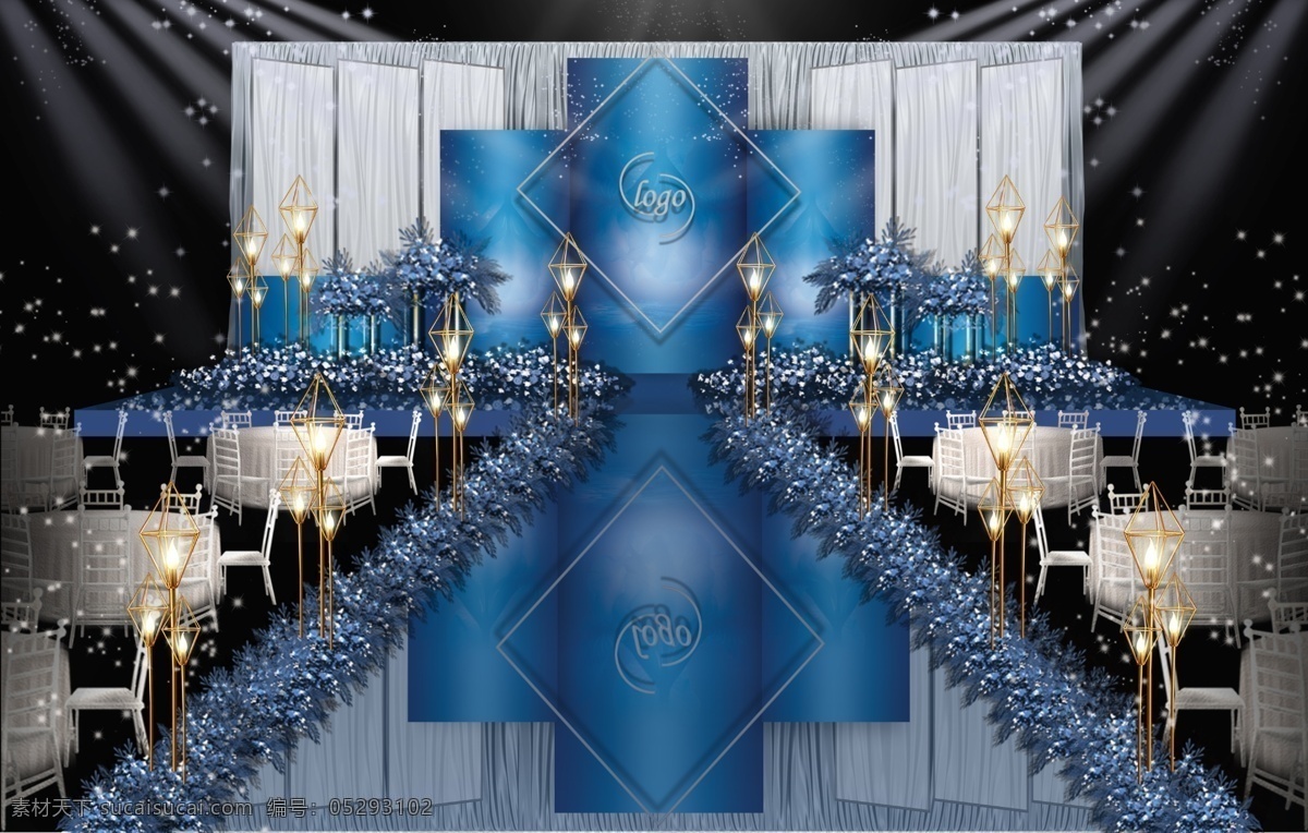 简洁 蓝白色 婚礼 效果图 亚克力素材 玄关 白色桌椅 镜面板 婚礼效果图 创意几何结构 钻石灯素材 金属铁框 方形铁框素材 简约简洁 白色 亚克力 板