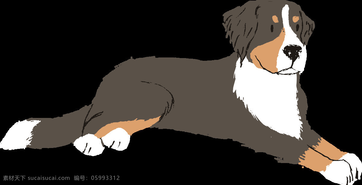手绘 趴 猎犬 狗 透明 宠物 动物 黄色 免扣素材 深棕色 透明素材 装饰图片