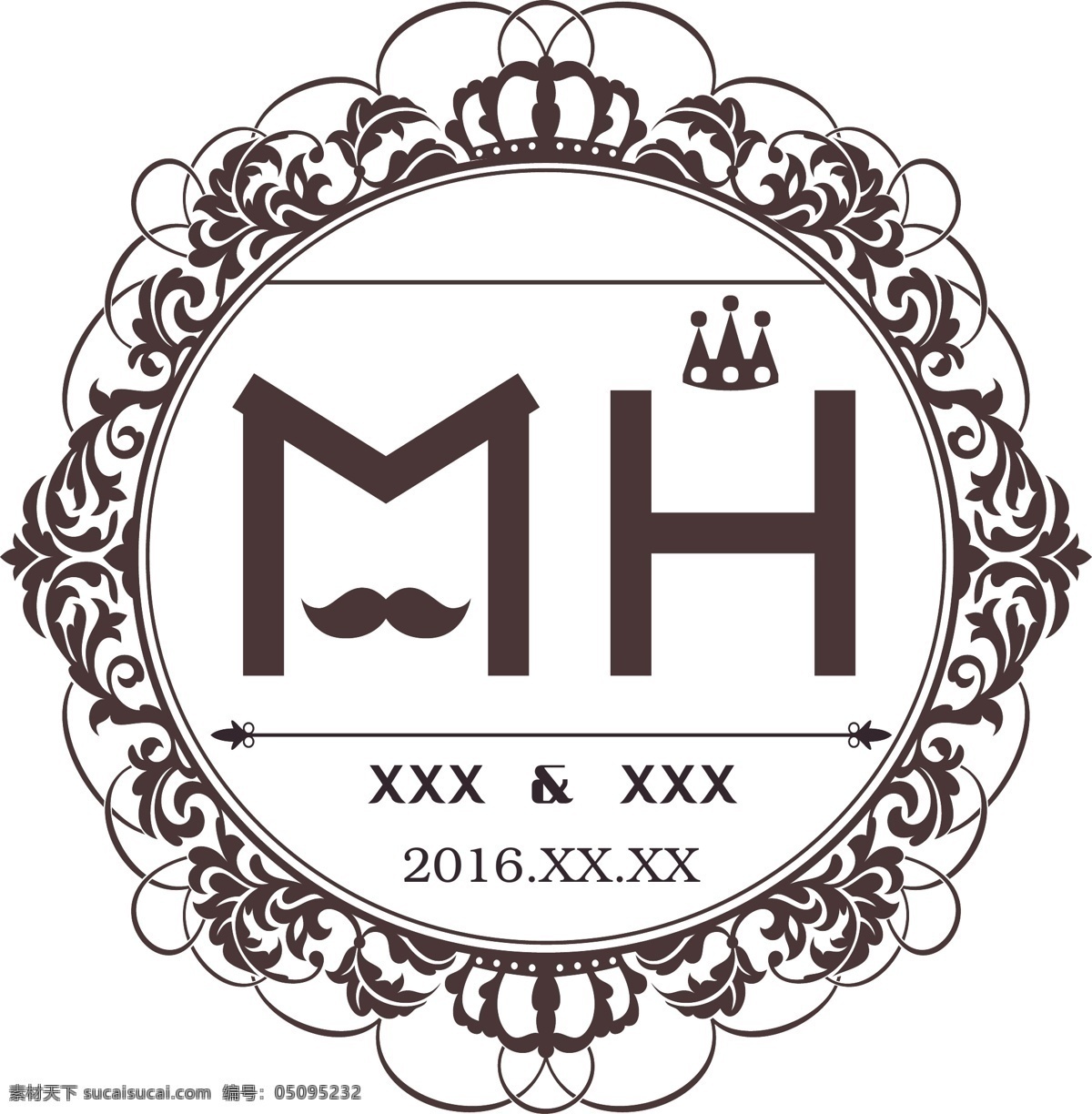 mh字母设计 婚礼logo logo 欧式 婚礼 欧式边框 白色