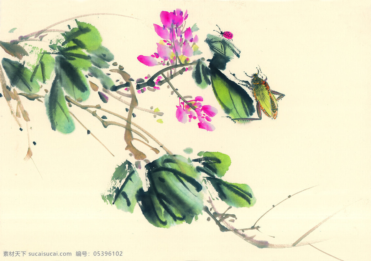 水墨画 蝗虫 昆虫 蚂蚱 蛐蛐 知了 中华艺术绘画 文化艺术