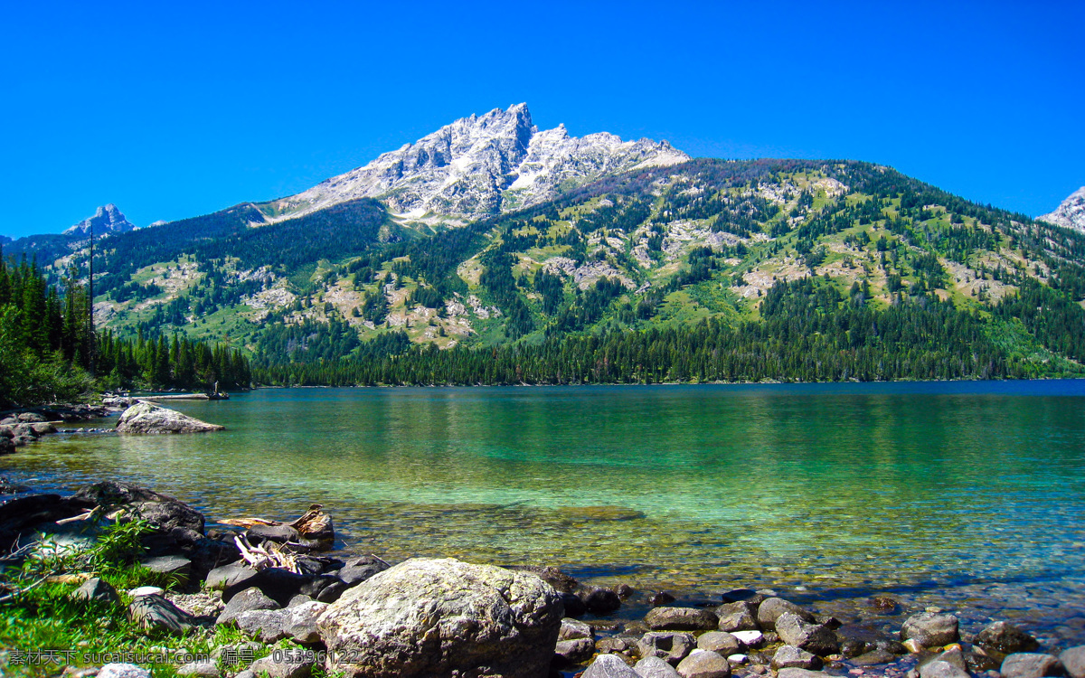 怀俄明州 大提顿 国家公园 翡翠湖 湖泊 绿色湖泊 幽兰湖泊 雪山 雪山下的湖 旅游摄影 自然风景