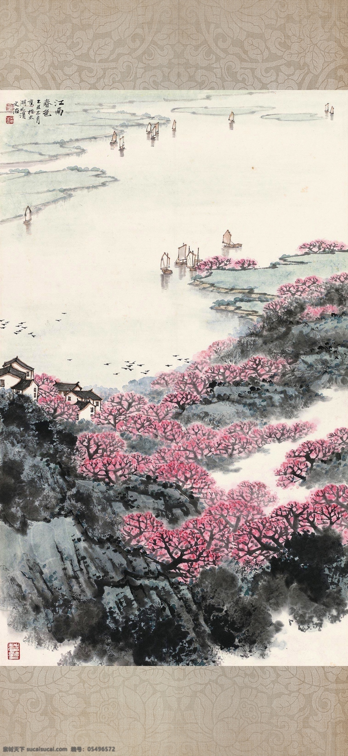 中国 风 忆 江南 装饰画 国画 江南春 江南春天 水墨 水墨画 水墨江南 烟雨江南 忆江南 早春