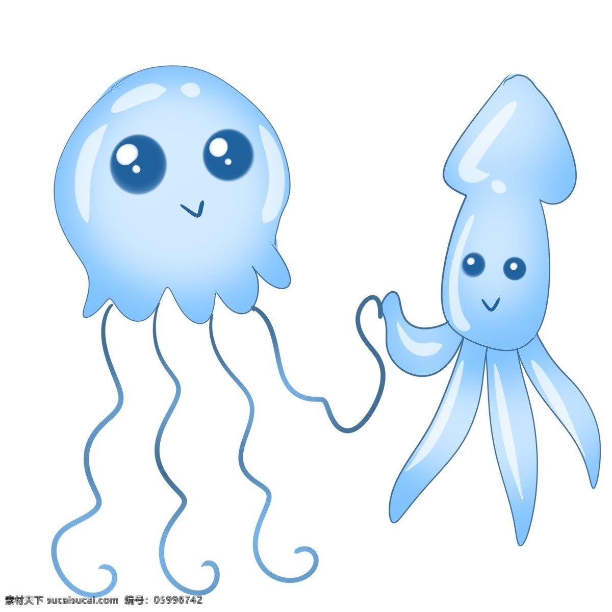 蓝色水母鱿鱼 鱿鱼 水母 蓝色
