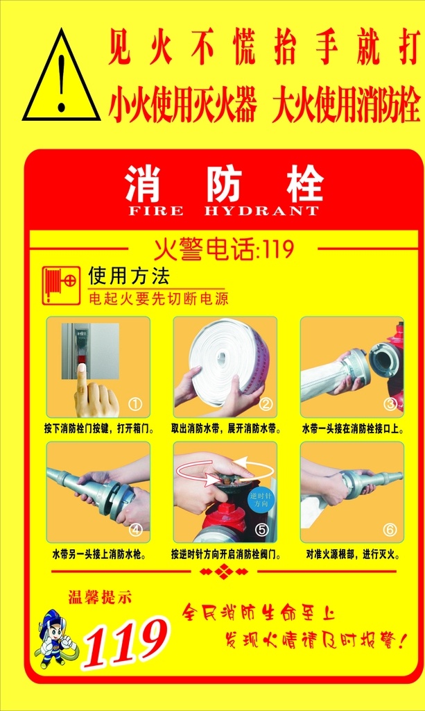 消防栓 火警 警示标志 电话 示意图