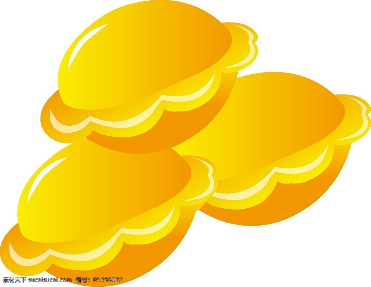黄金 质感 卡通 元宝 饺子
