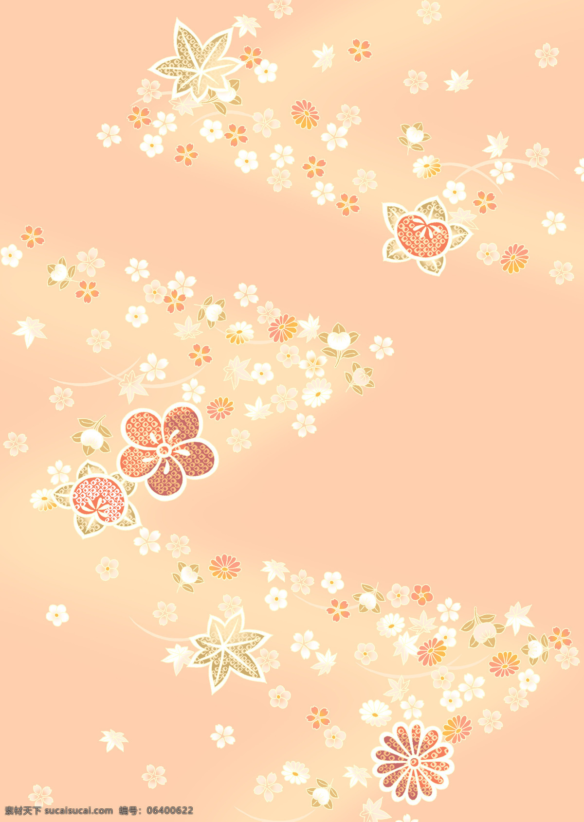 日式 淡黄 樱花 枫叶 底纹 碎花 日式花纹 背景底纹 底纹边框