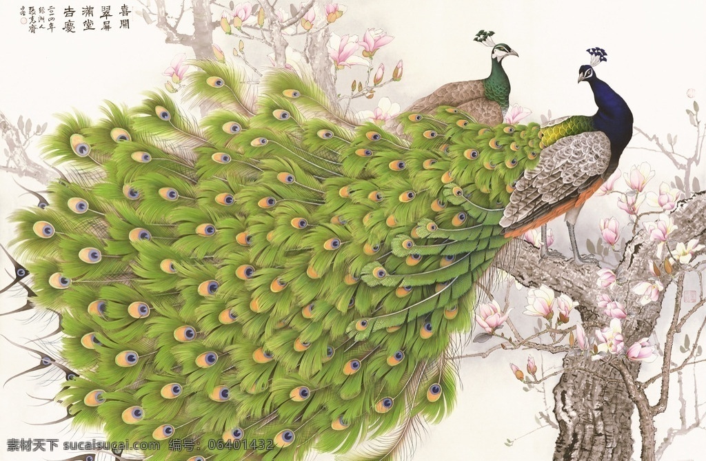 花鸟工笔画 国画 工笔 花鸟 花鸟画 工笔花鸟画 花鸟国画 孔雀 艺术绘画 文化艺术 绘画书法
