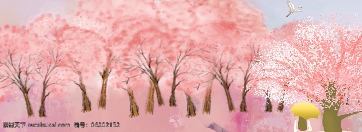 中国 风 粉色 樱花 海报 中国风 古典 唯美 清新 简约 手绘