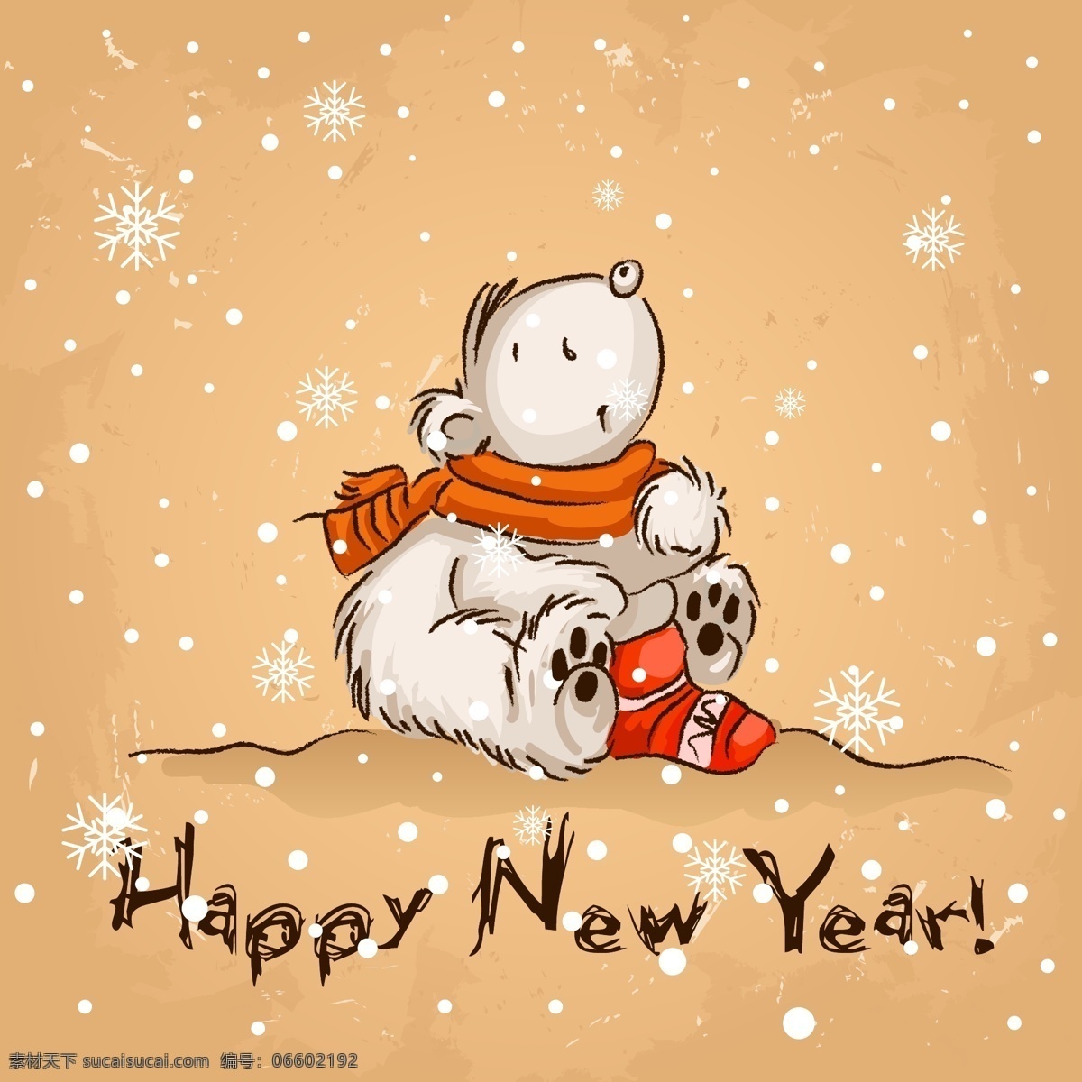圣诞节 童趣 卡片 happy new year 北极熊 背景 卡通 模板 设计稿 雪花 图案 节日大全 源文件 节日素材