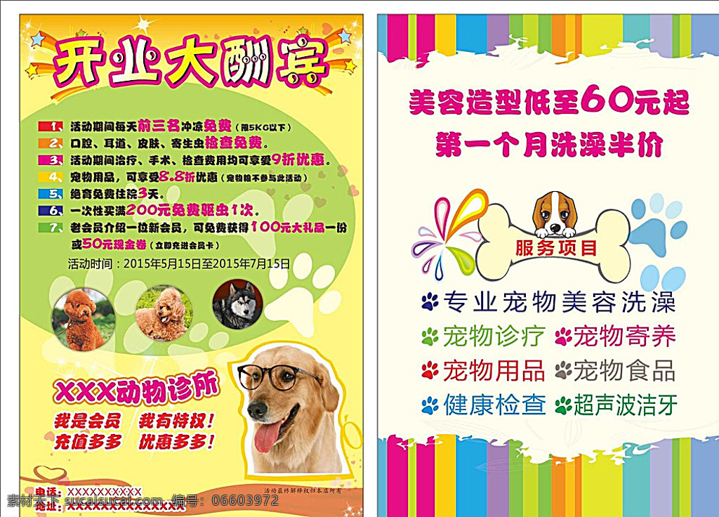 宠物宣传单 宠物诊所 宣传单 宠物洗澡 宠物美容 小狗 宠物用品 猫 动物 广告宣传 白色