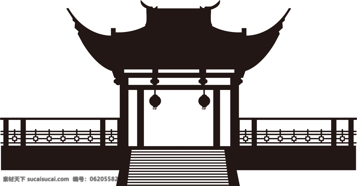 手绘 古代建筑 矢量图 中国风 剪影 建筑剪影 古典建筑 简约
