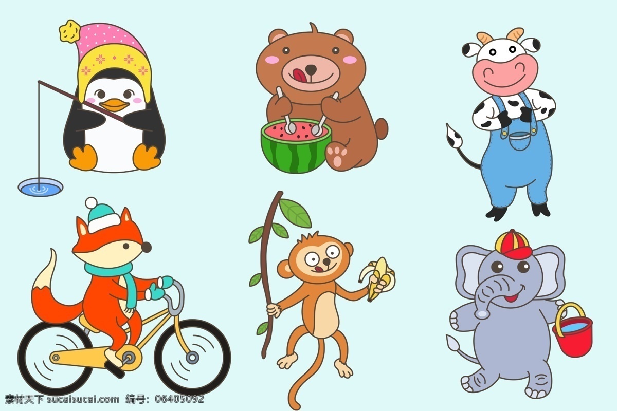 卡通动物 卡通 动物 猴子 大象 少儿 动漫 动画 手绘 动物素材 动物设计 高清 分层 卡通动漫系列 动漫动画