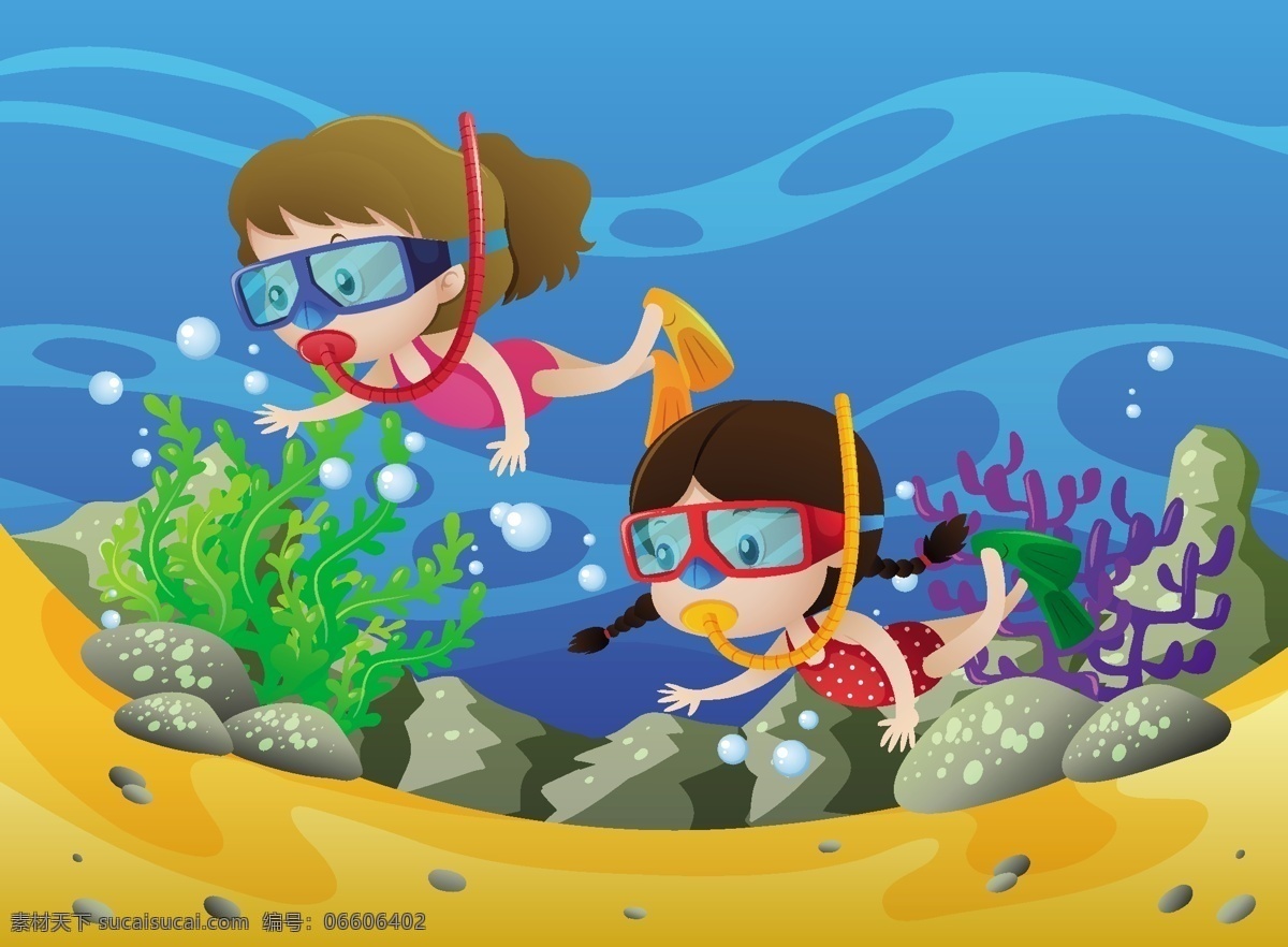 海里 潜水 孩子 背景 儿童 海洋 壁纸 色彩 丰富多彩 背景色 彩色