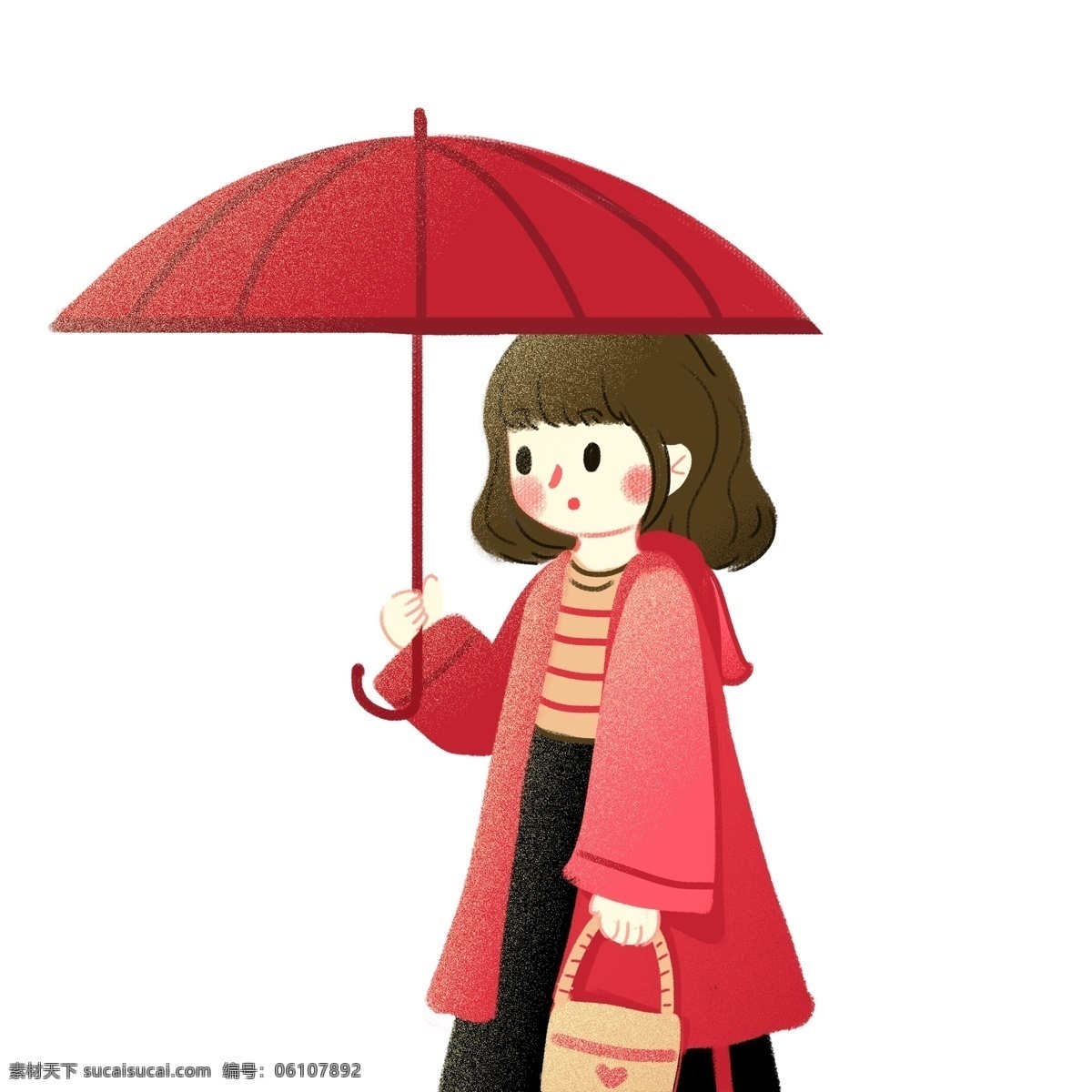 q 版 可爱 撑伞 女孩 q版 卡通 漫画人物设计