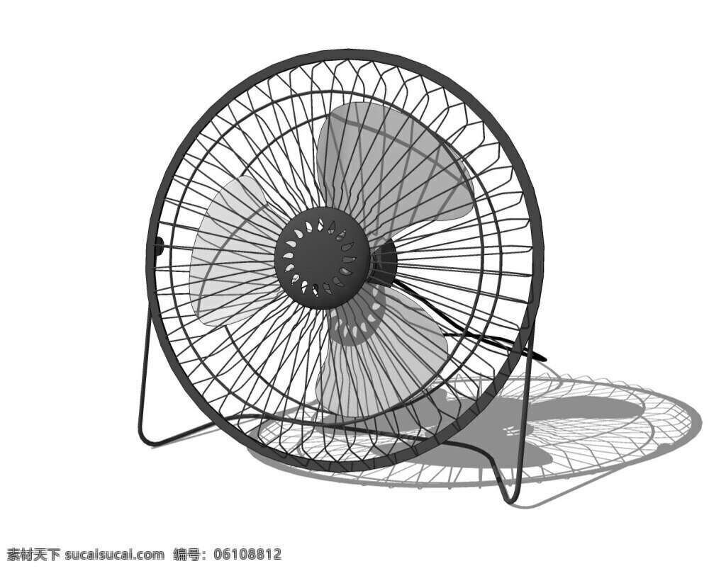 电风扇 模型 效果图 黑色 装饰品 3d模型 su 单体模型 模型效果