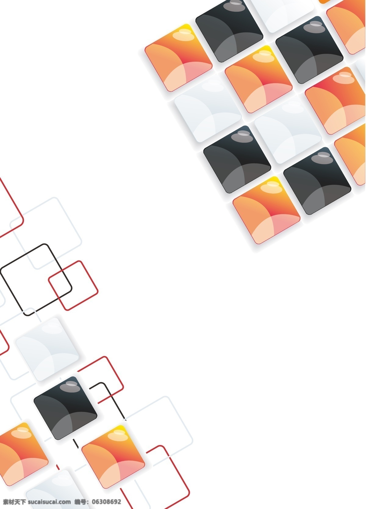矢量 质感 晶格 科技 商业 背景 白色 橙色 方块 高科技 黑色 几何 科幻 科技风 科技感 商务