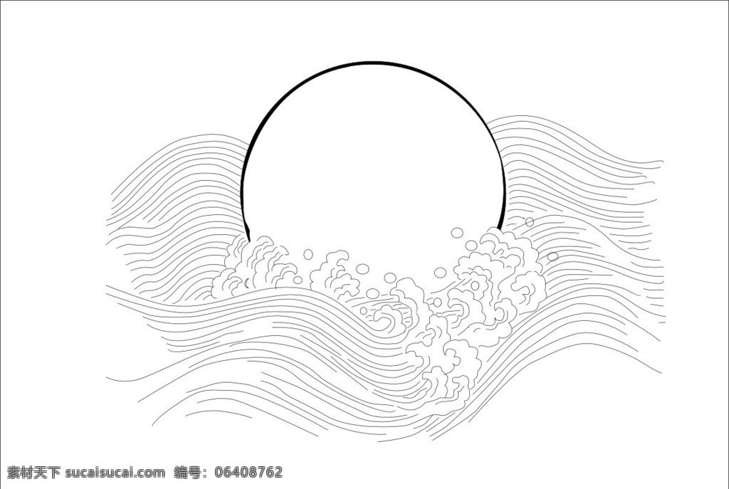 海上日出 水纹 日出 矢量底纹 底纹背景 底纹边框 矢量