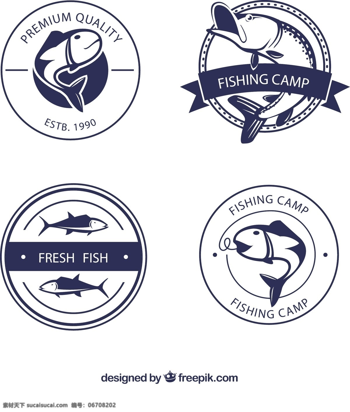 钓鱼阵营徽章 标签 运动 钓鱼 图标 高清 源文件