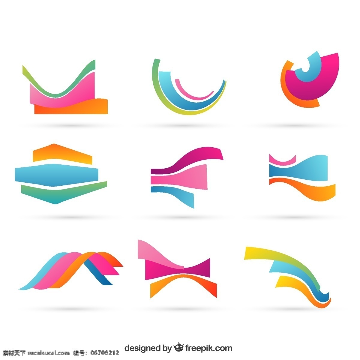 七彩波浪形状 标志 抽象 波浪 形状 色彩艳丽 条纹 图标 高清 源文件