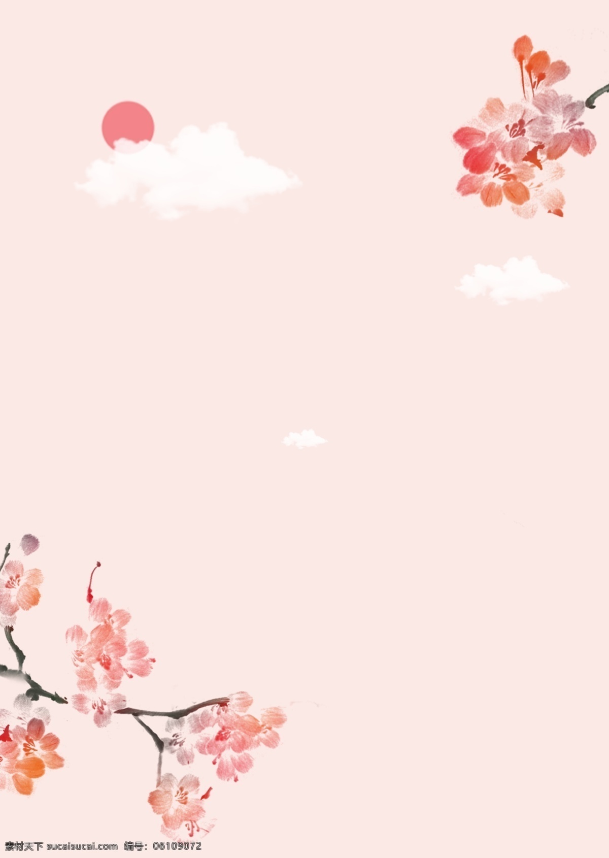 粉红色 墨水 桃子 花 漂亮 海报 背景 肝药 桃花