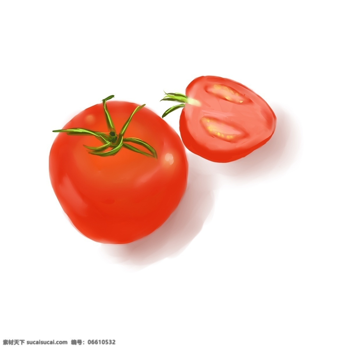 番茄 写实 绘画 西红柿 手绘 番茄绘画