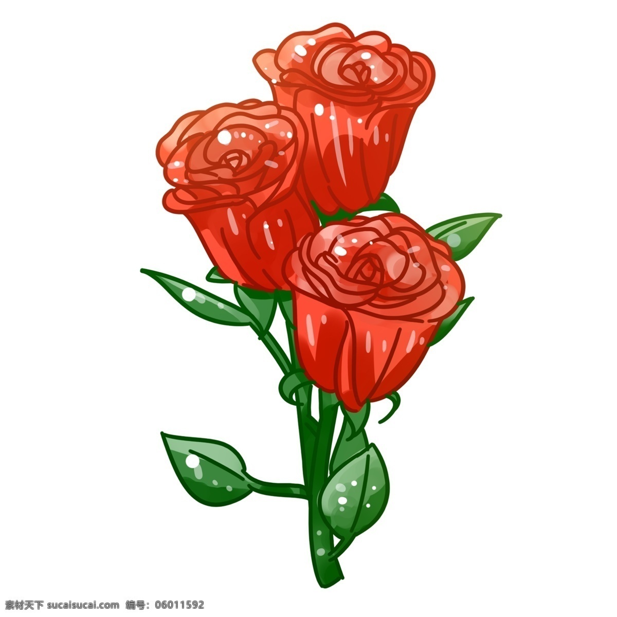 三 朵 红色 玫瑰花 元素 商用 红玫瑰 三朵
