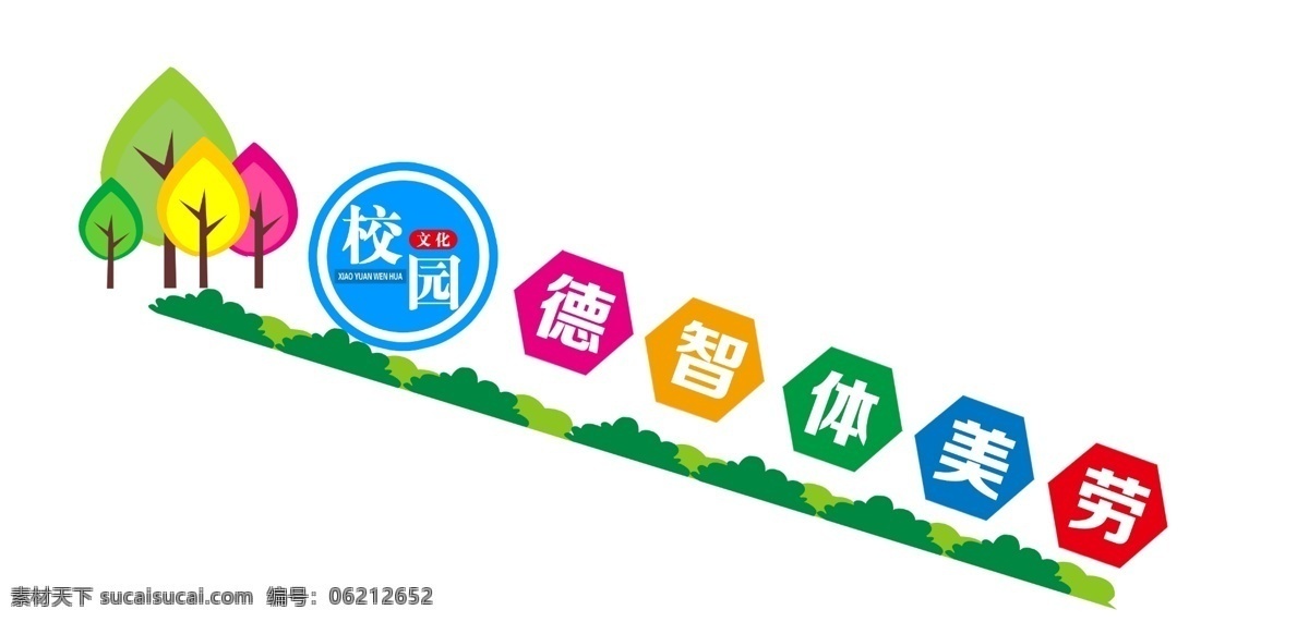 德智体美劳 校园文化 学校楼道文化 楼道造型 德 智 分层