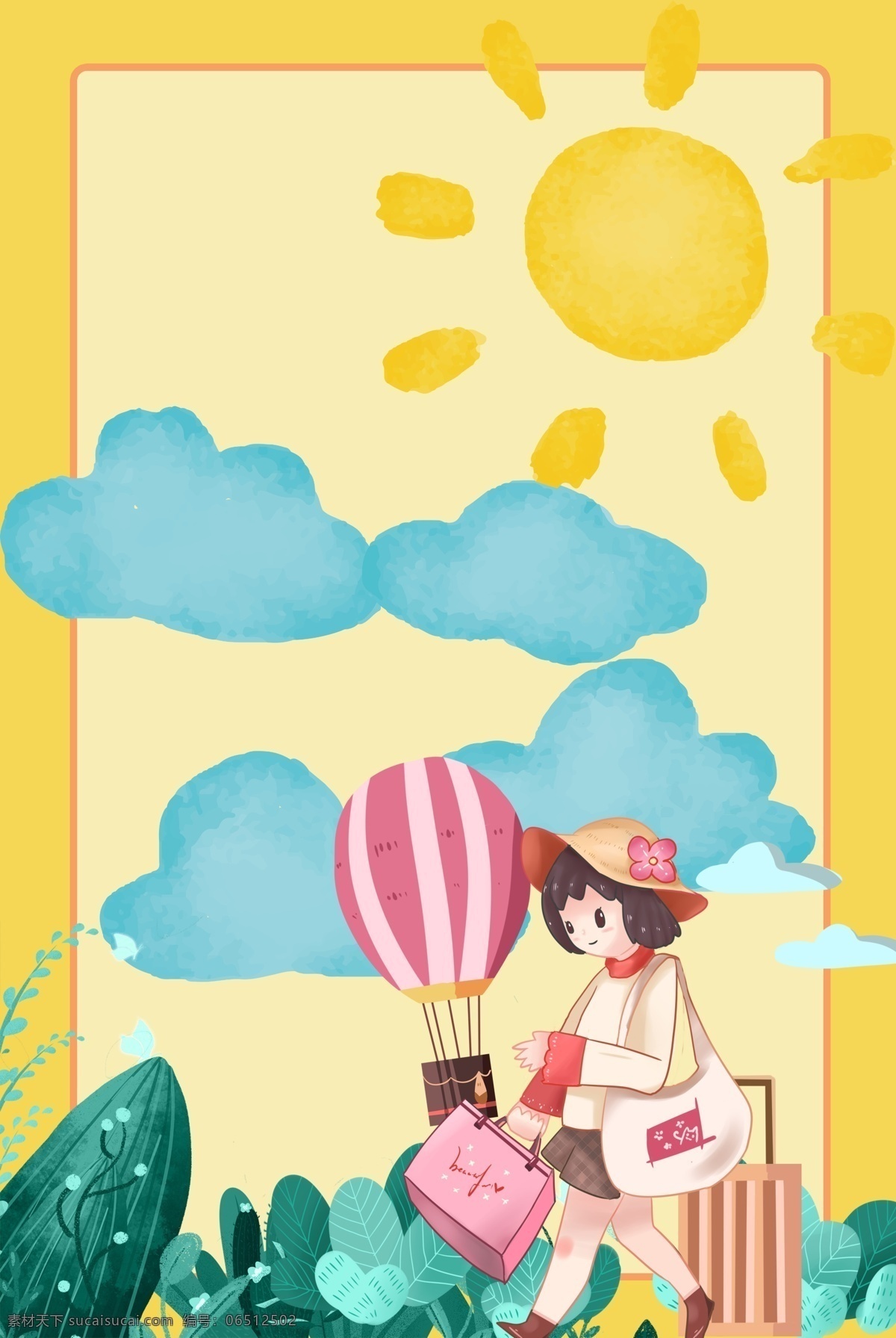 51旅游背景 旅行 出行 出游 旅游 热带 热带植物 美女 旅行箱 夏 夏天 夏季 阳光 51 51出行 51旅