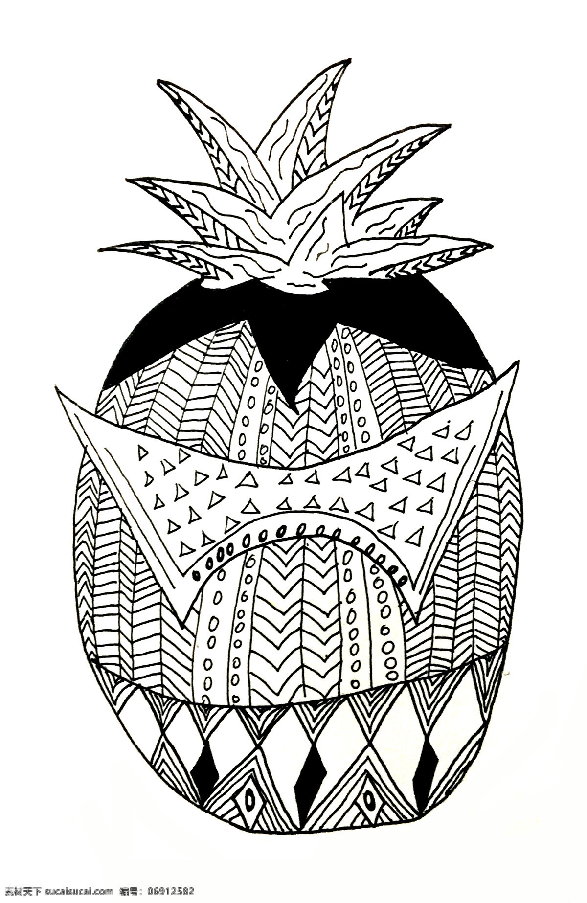 菠萝创意元素 菠萝 创意 线条 元素 装饰 三角形 忍者