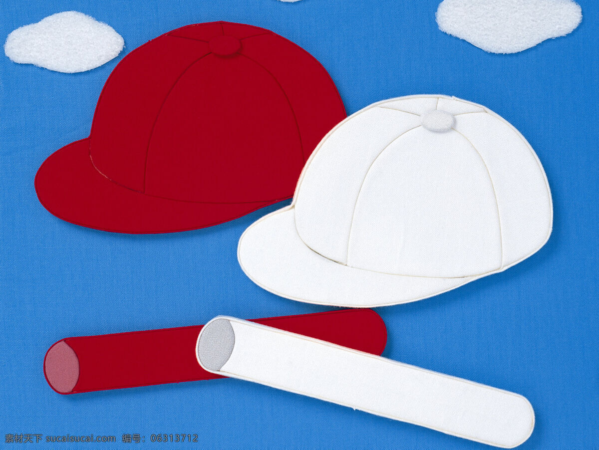 日本 卡通 风格 剪贴 布艺 帽子和球杆 风景 生活 旅游餐饮