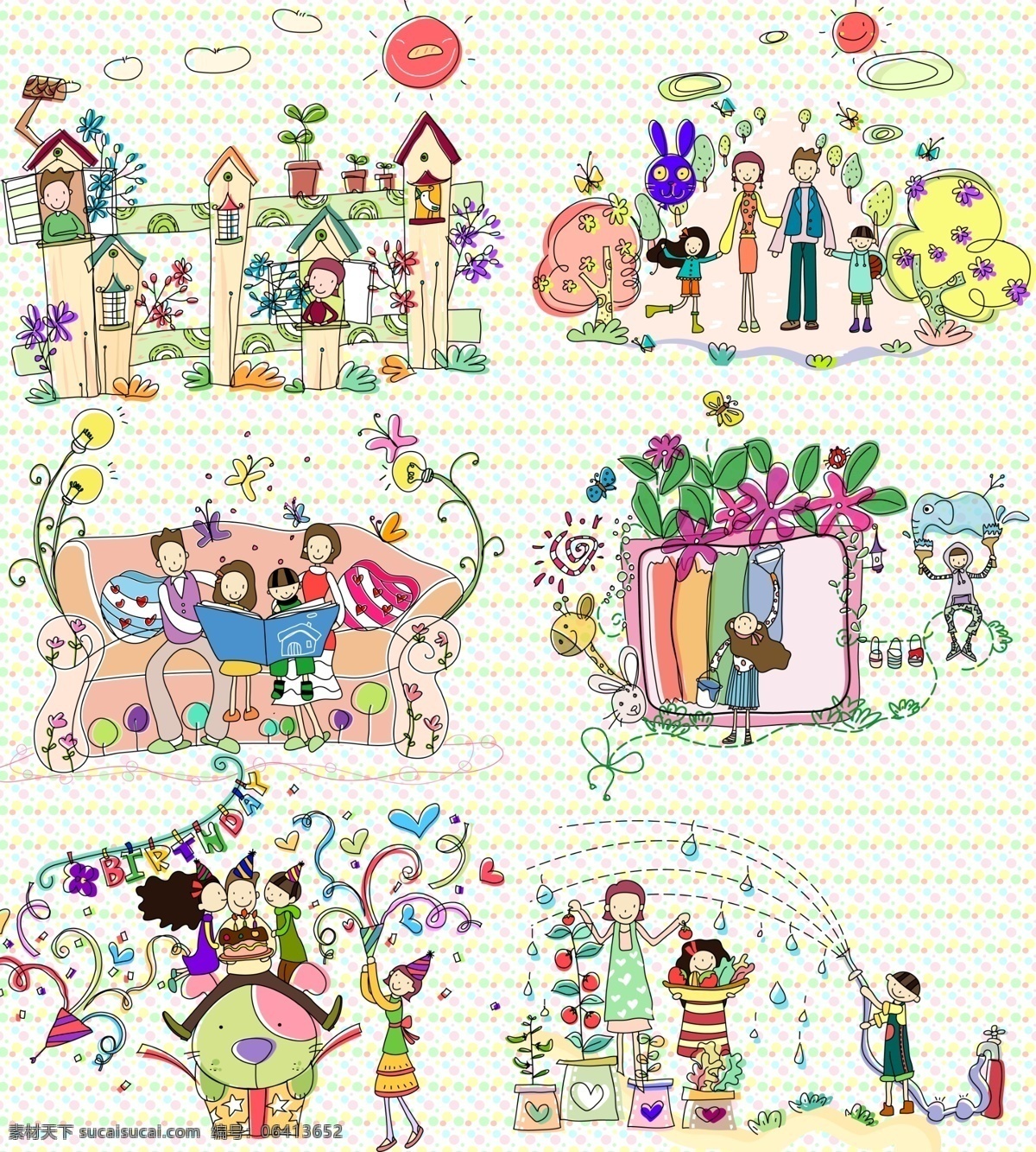可爱 线条 儿童 插画 卡通 分层 源文件