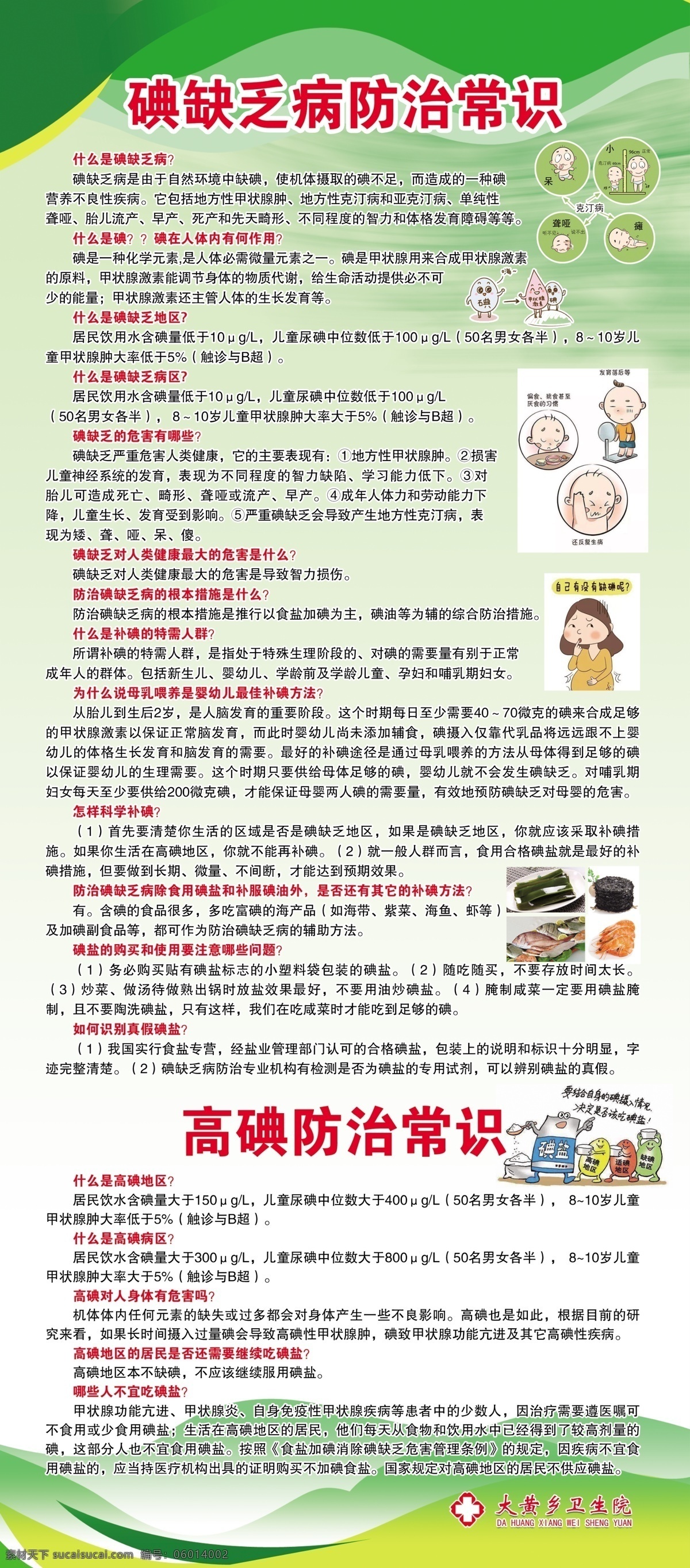 碘缺乏病 防治常识 碘缺乏 碘 防治 碘盐 绿色背景 医院展架
