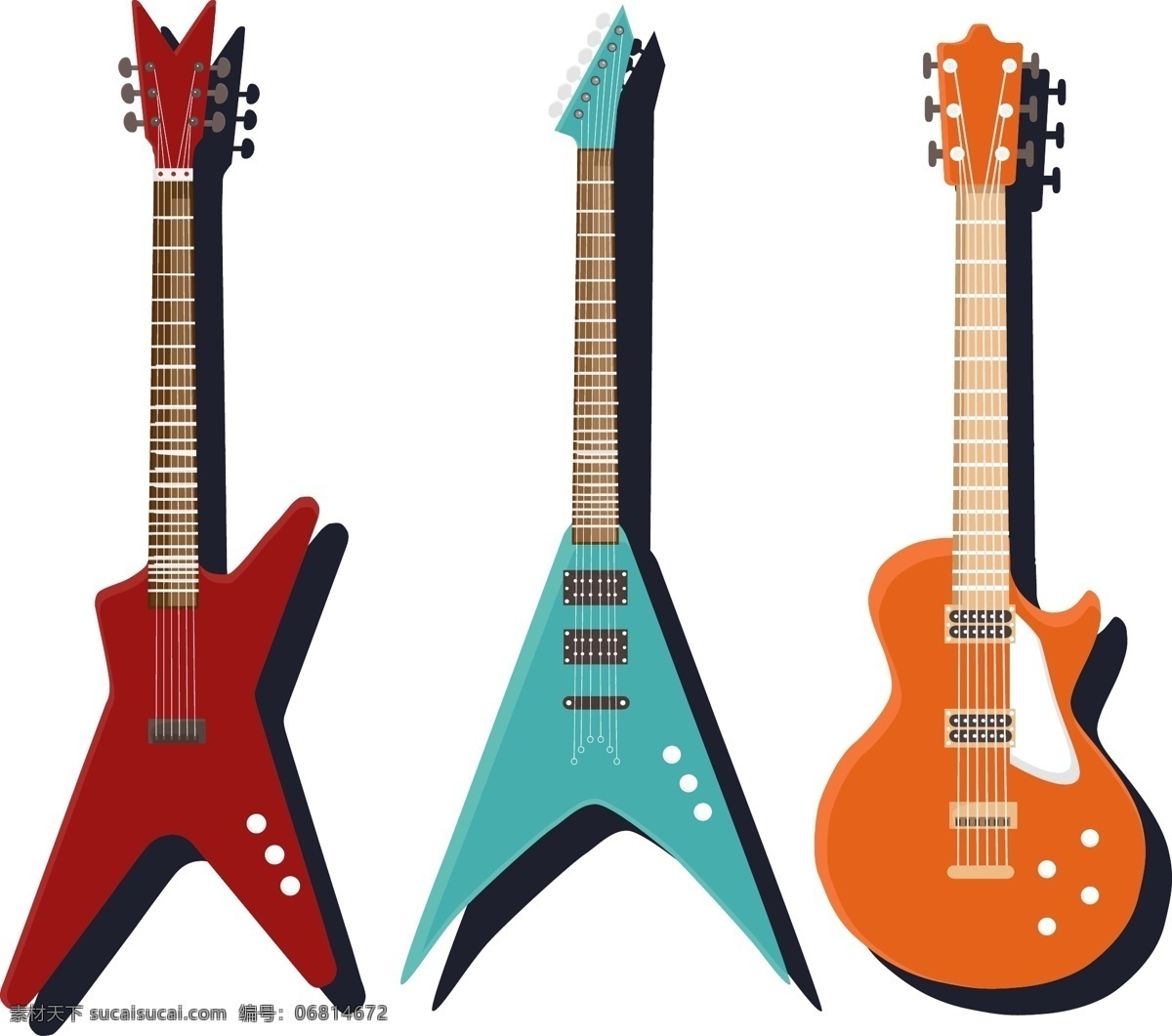 矢量 彩色 吉他 乐器 元素 手绘 彩色吉他 ai元素 透明元素 免抠元素