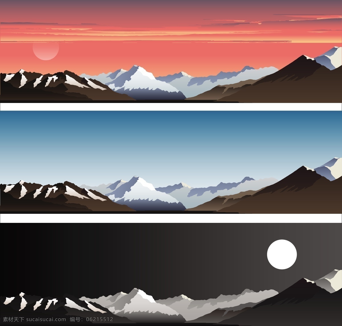 山峰 山峦 雪山 远山 卡通背景 漫画 矢量 自然风景 自然景观 自然风光