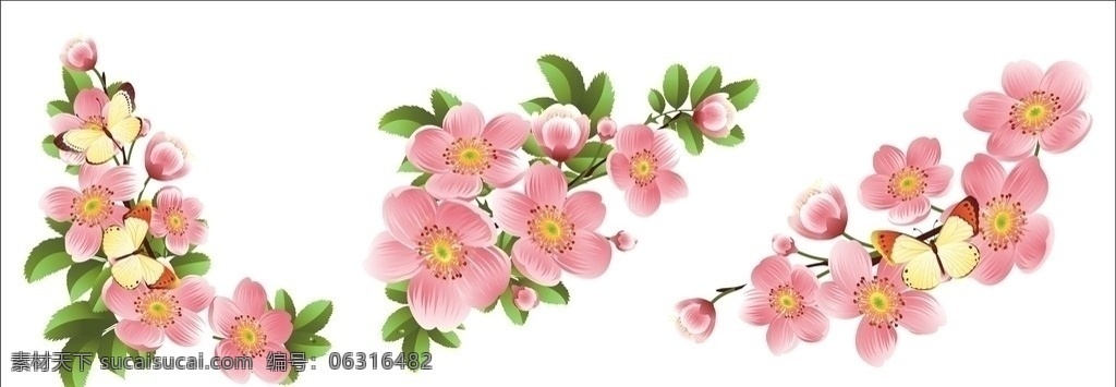 蝶恋花 蝴蝶 花 花朵 树 树叶 红花 浪漫 温馨 cd coreldraw 矢量 矢量图 花草 生物世界