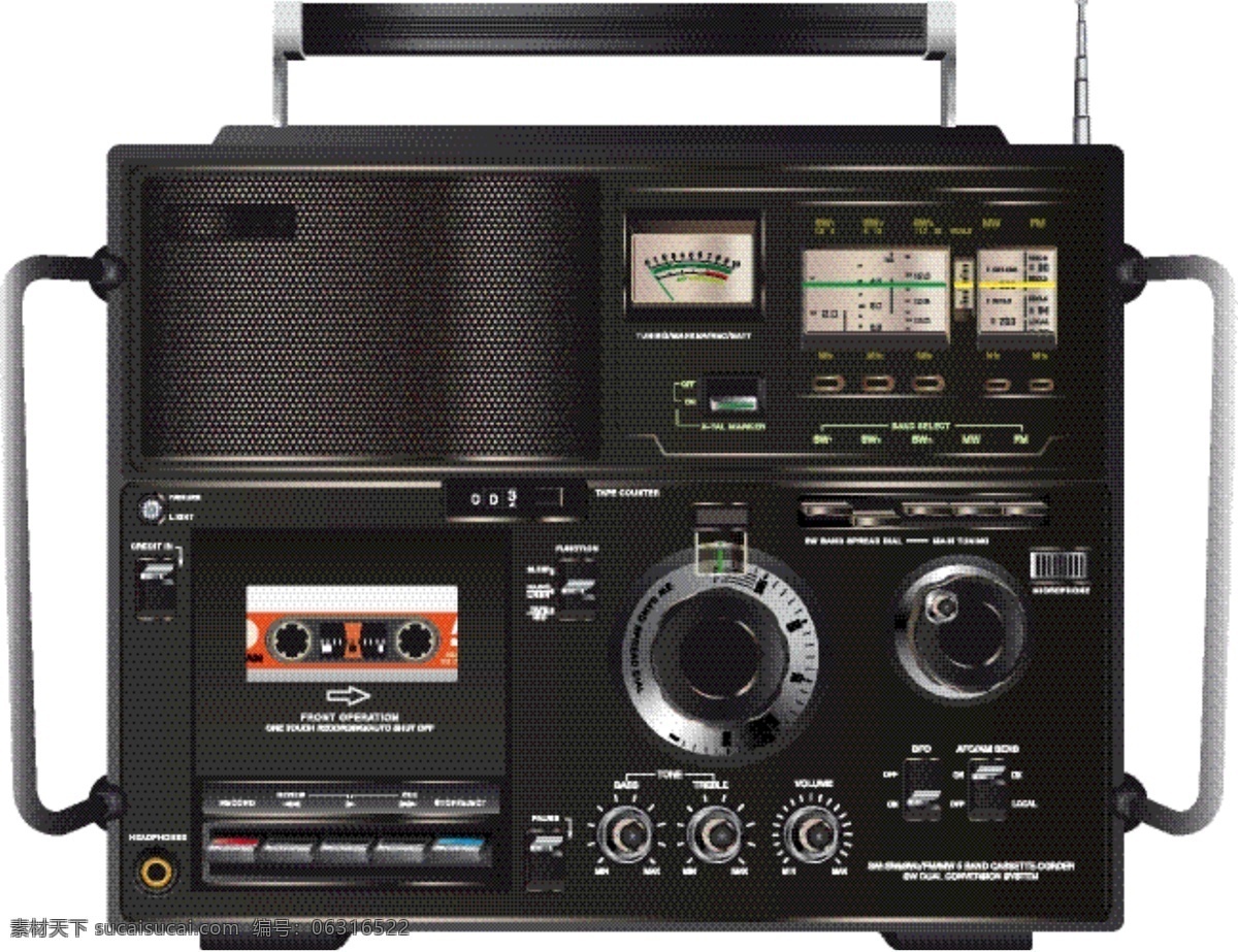 老式收音机 音频设备 手绘 功放 逼真 生活百科 矢量 生活用品
