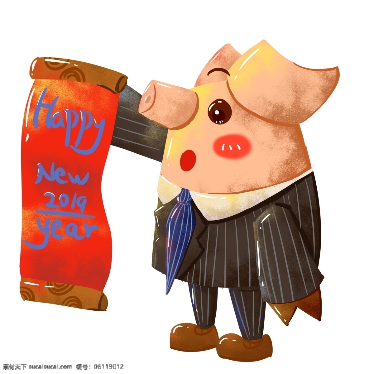 2019 商务 新年 猪 ip 商用 元素 西装 卡通 可爱 猪ip 可商用元素