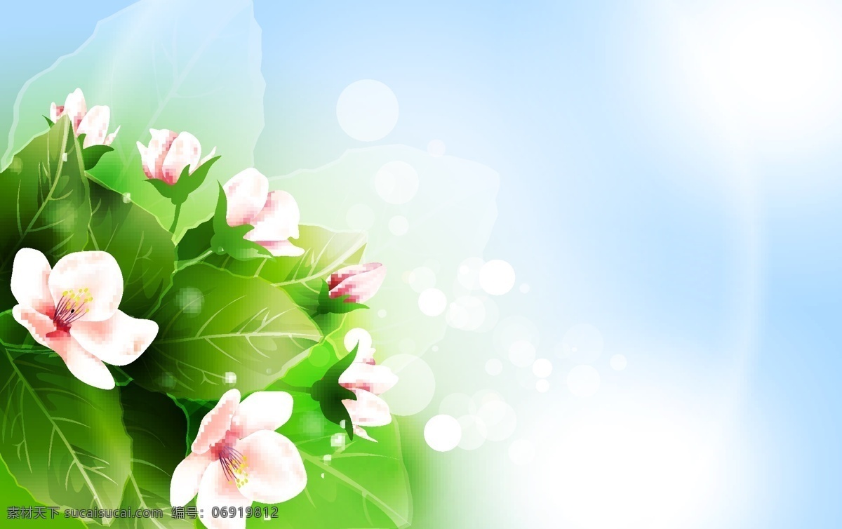 漂亮 花朵 矢量图 3lian 光斑 花卉 精美 绿叶 素材图片 鲜花 阳光 通透 其他矢量图