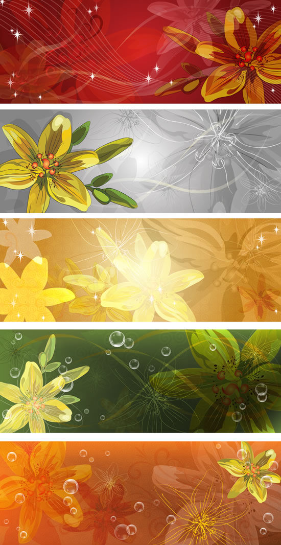 梦幻 百合花 横幅 banner 矢量 百合 背景 矢量图 其他矢量图