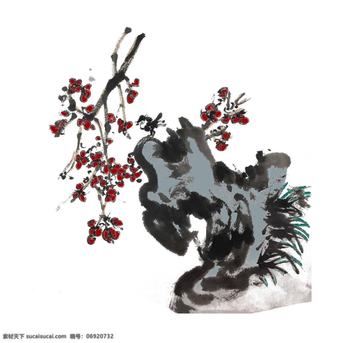 中国 风 奇石 梅花 手绘 插画 中国风 动物 古风 水墨风 墨迹 夏季 彩色 昆虫 春天 生动 花草 国风 水墨 国画 花鸟